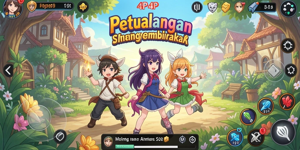 Screenshot gameplay 4P4P menampilkan aksi seru dan karakter anime yang menarik.