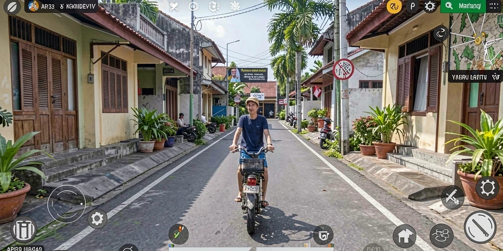 Tampilan gameplay menakjubkan yang menunjukkan aktivitas dalam simulasi kehidupan.