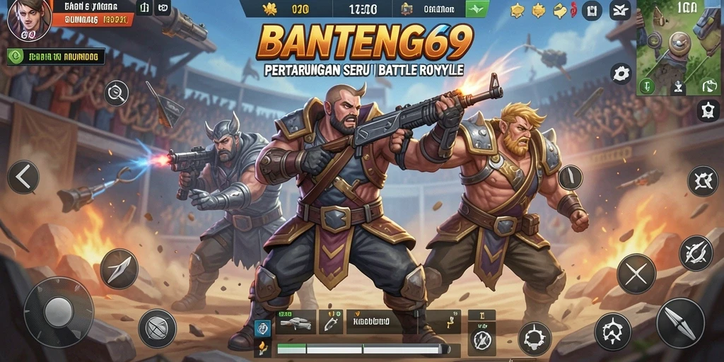 Tampilan gameplay seru dari BANTENG69 dalam pertarungan Battle Royale.