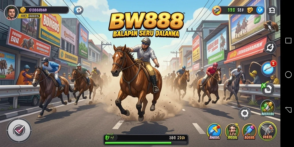 Tampilan gameplay BW888 yang mengesankan dalam balapan yang seru.
