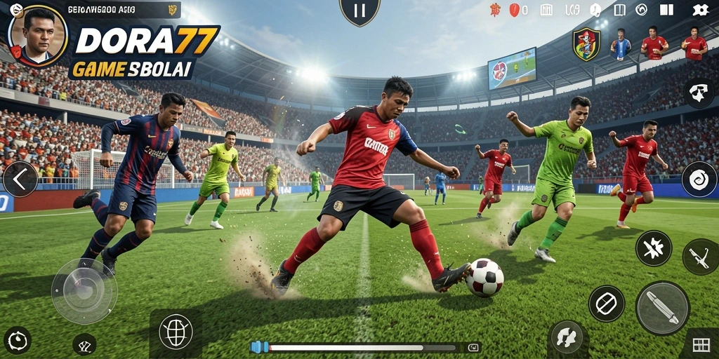Tampilan gameplay DORA77 yang menarik dan penuh aksi sepak bola.