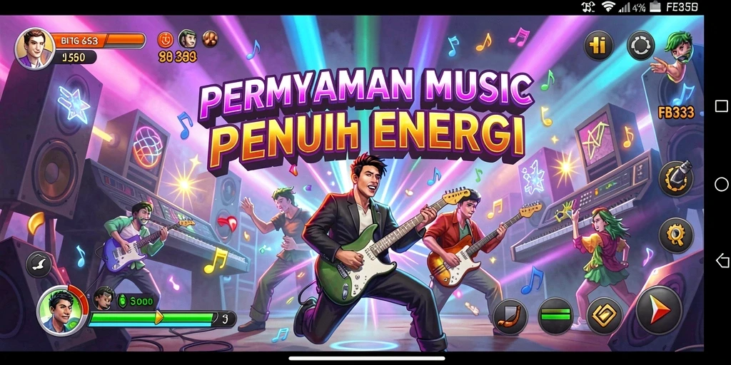 Tampilan menarik dari gameplay FB333 dengan berbagai lagu.