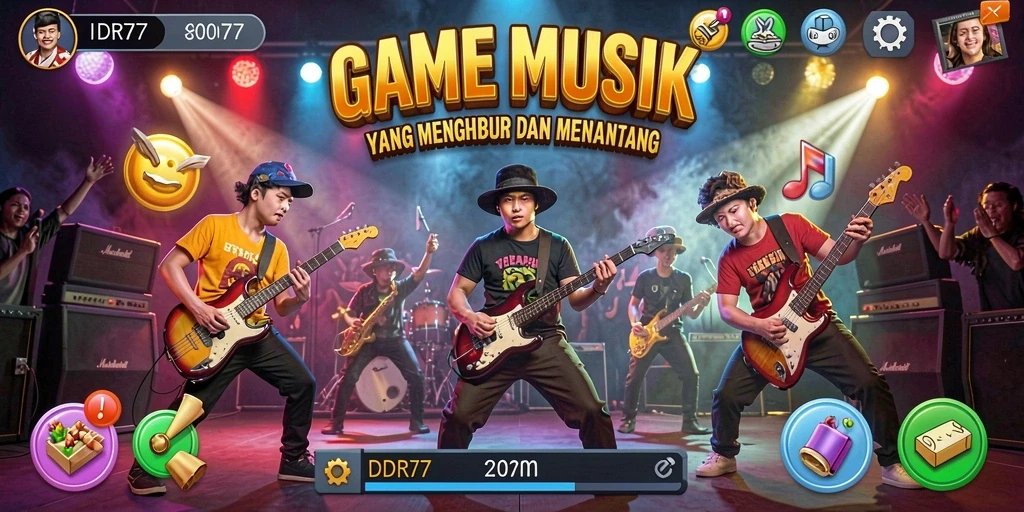 Tampilan gameplay <strong>IDR77</strong> yang menarik dengan berbagai pilihan musik.