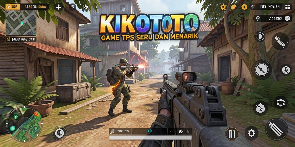 Tampilan gameplay seru di KIKOTOTO dengan aksi tembak-tembakan.