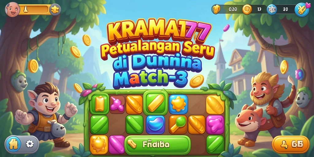 Tampilan gameplay KRAMAT77 yang seru dalam dunia Match-3.