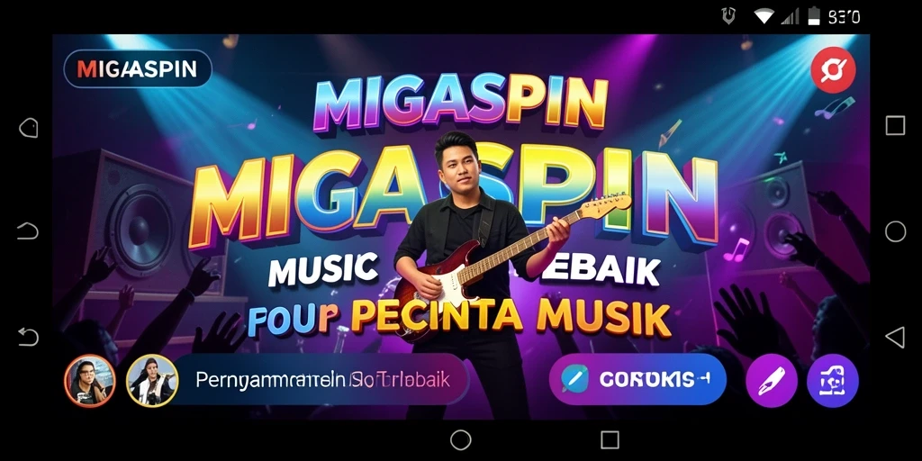 Tangkapan layar MIGASPIN menampilkan gameplay musik yang seru.