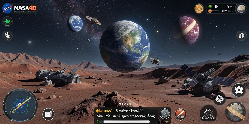 Screenshot NASA4D menunjukkan tampilan luar angkasa yang menakjubkan.