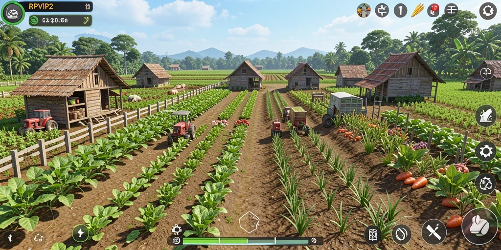 Gameplay seru dalam RPVIP2 dengan elemen pertanian.