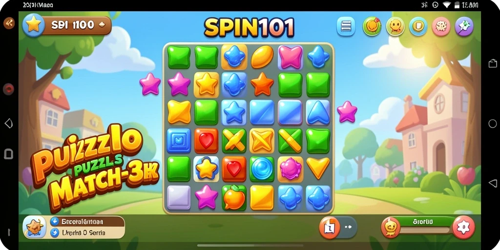 Gameplay seru SPIN101 dengan tantangan Match-3 yang menarik.