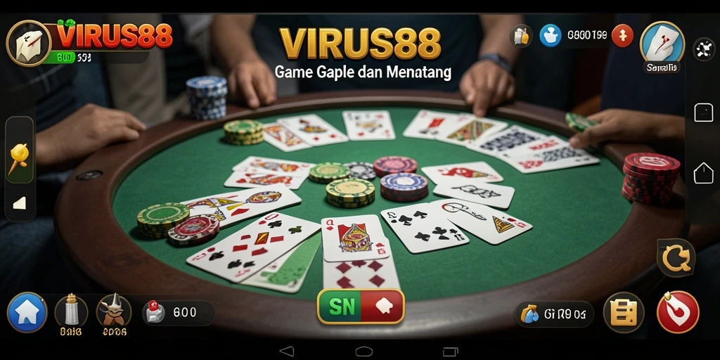 Screenshot gameplay VIRUS88 yang menampilkan serunya bermain Gaple.